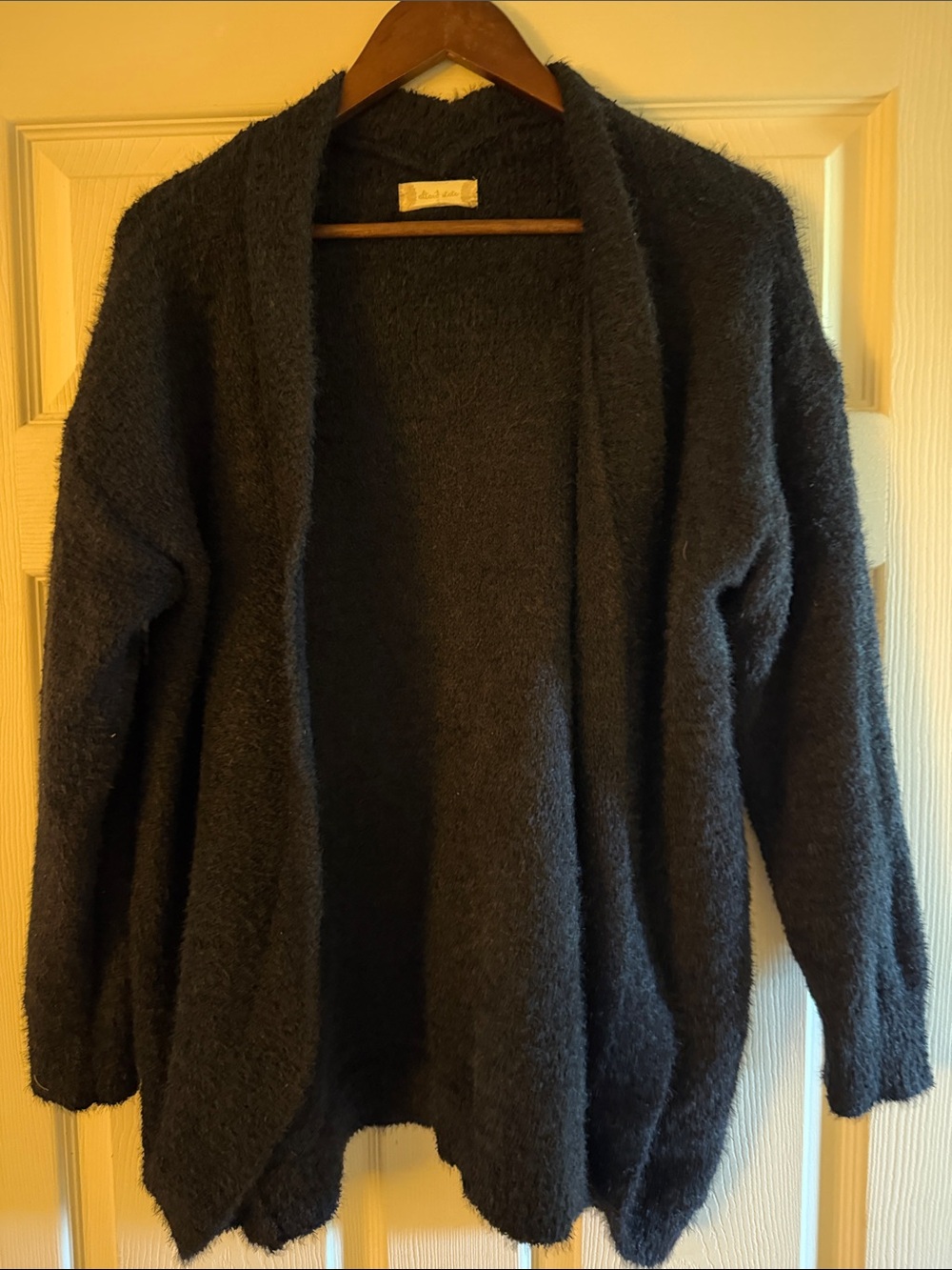 Altar'd State Women's Dark Charcoal Fuzzy Open-Front Cardigan